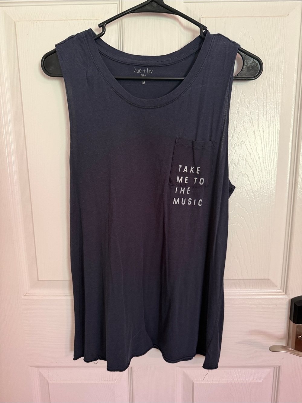Zoe + Liv Navy Graphic Pocket Tank
